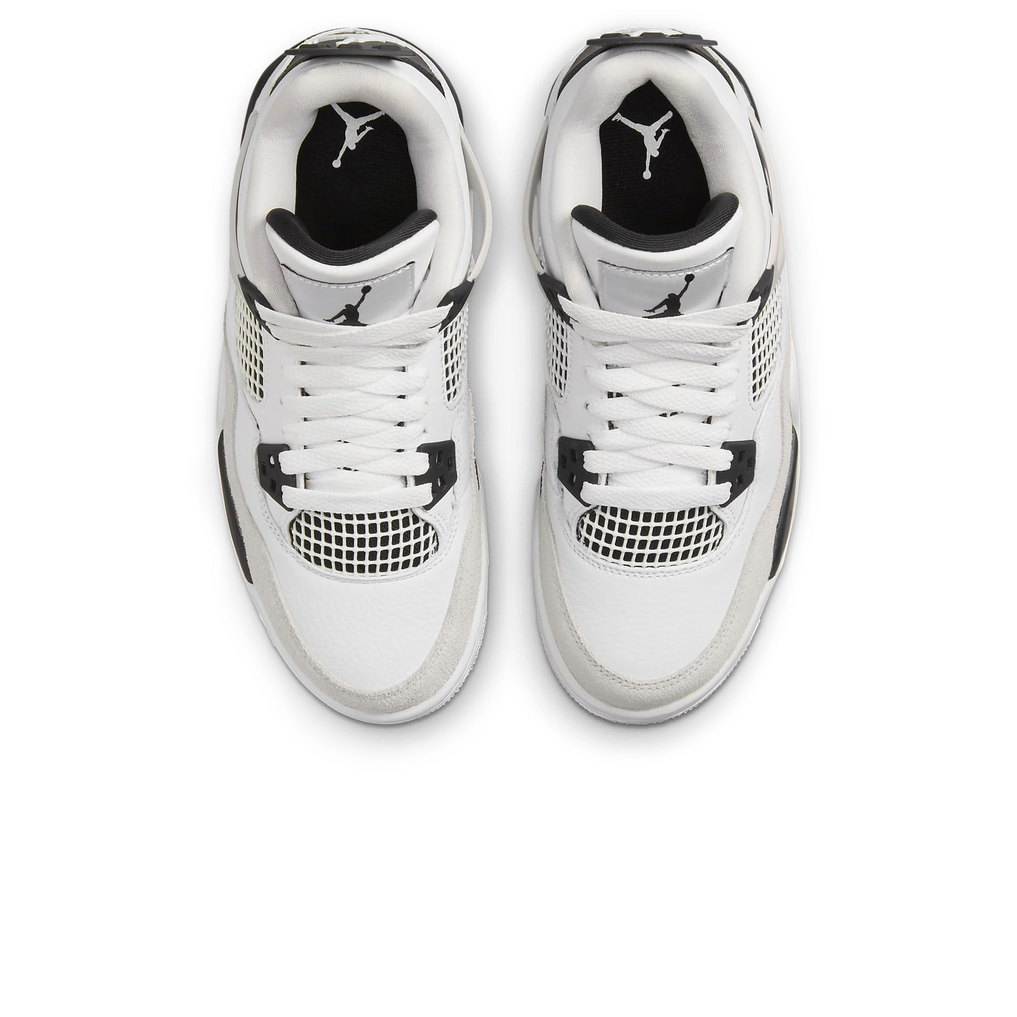 Top down view of Air Jordan 4 Retro Military Black (GS) 408452-111